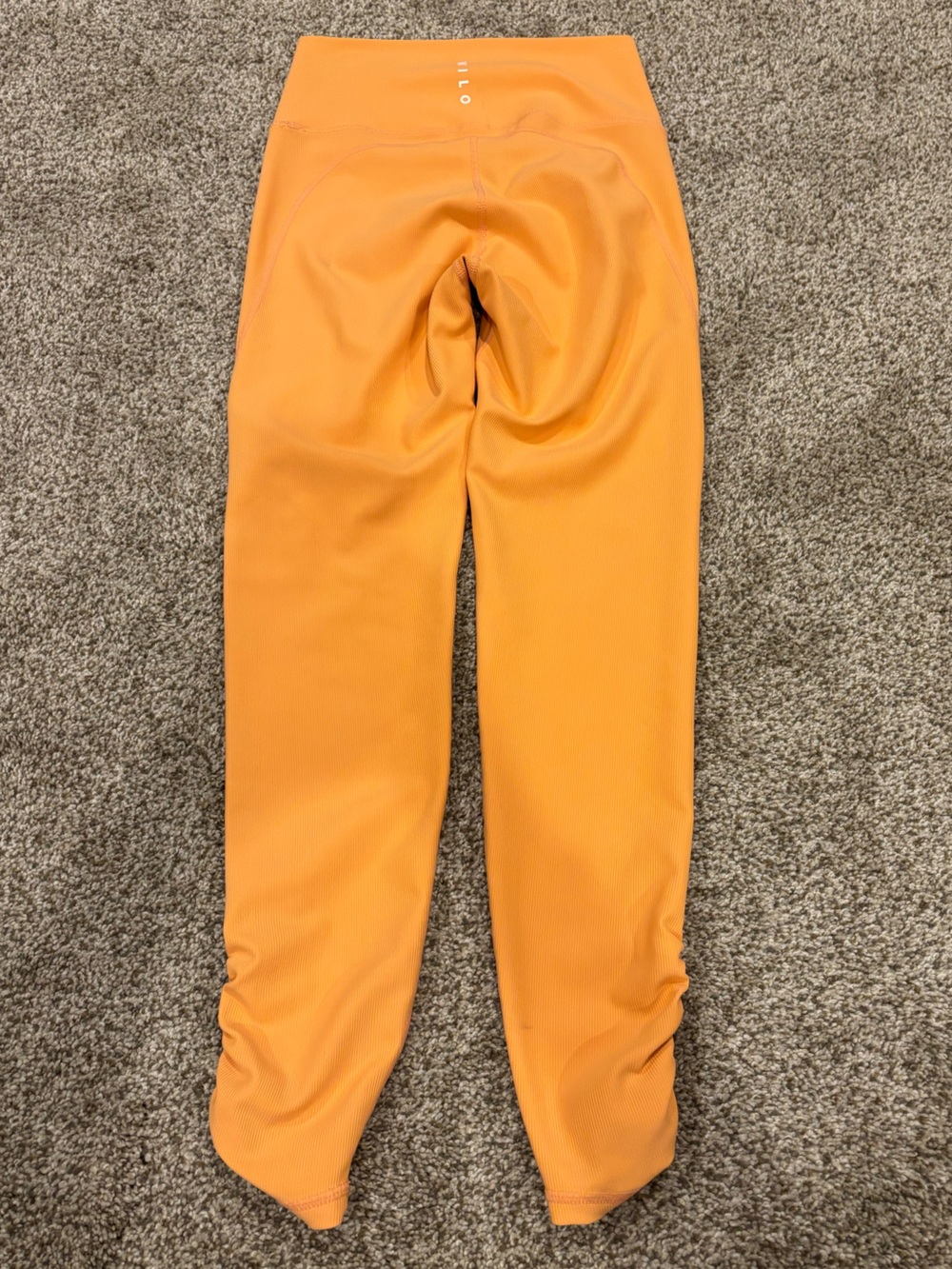 Wilo The Label Ribbed High Rise Ruched Leggings Small Peach Activewear